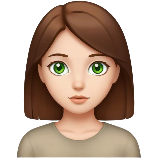 Girl with straight brown hair and green eyes emoji