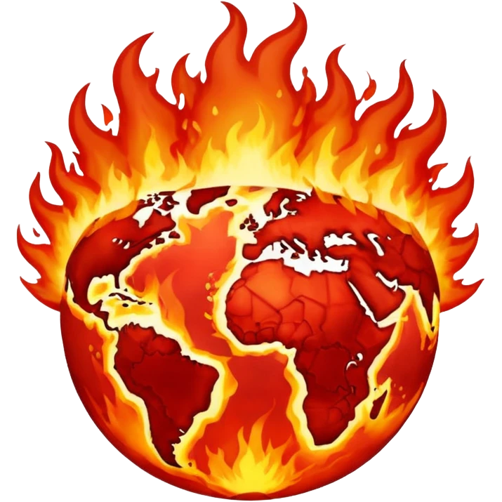 Make it red and on fire Exploding earth emoji