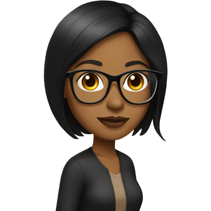 Brown girl with black hair and brown  straight hair also with clear glasses emoji