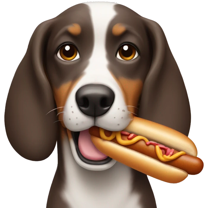Dog eating a hotdog emoji