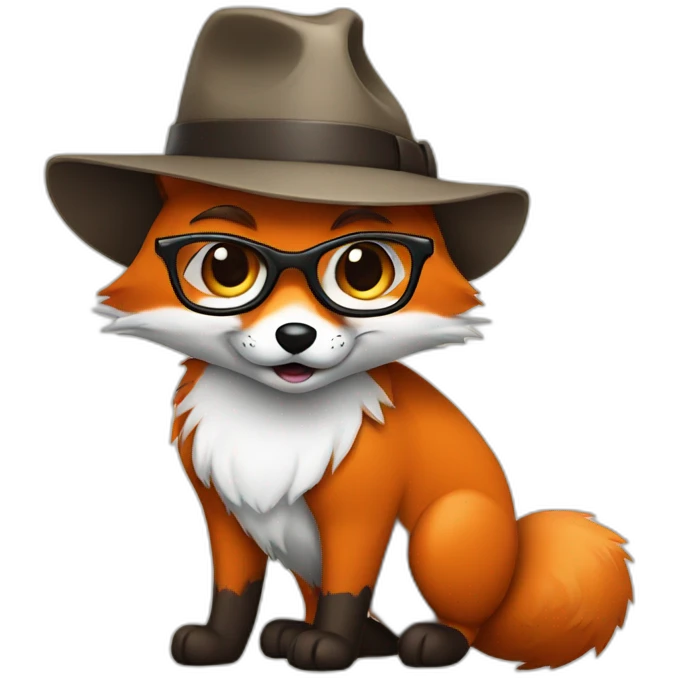 fox wearing a detective hat and glasses emoji