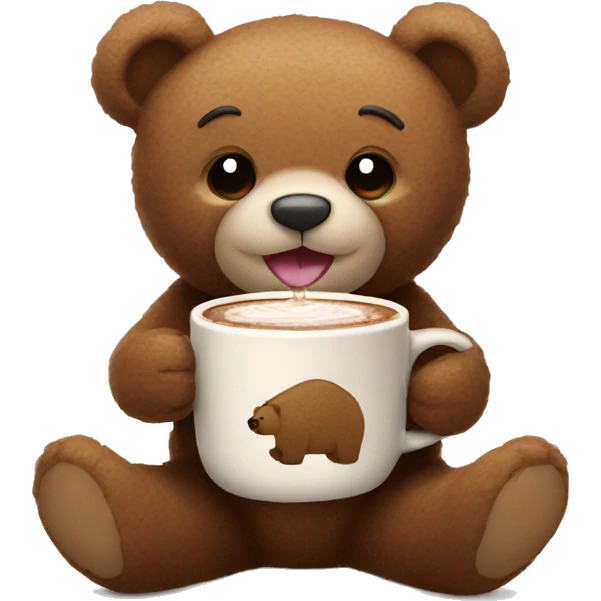 Teddy bear sipping hot chocolate  emoji