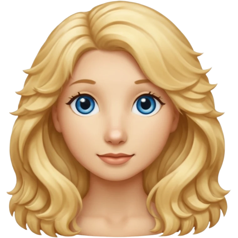 Long, straight, blonde hair, blue eyed woman.   Wavy, blonde goldendoodle emoji