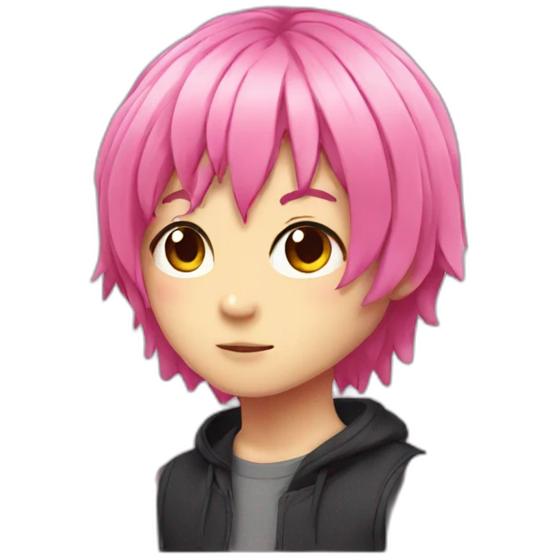 A demon with pink hair cut theme anime emoji
