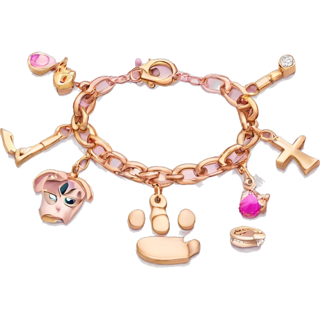 Pink gold bracelet with charms emoji