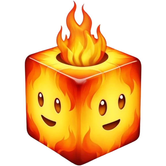 Cube made of fire emoji