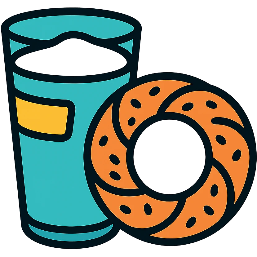 color outline icon of ayran and simit together emoji