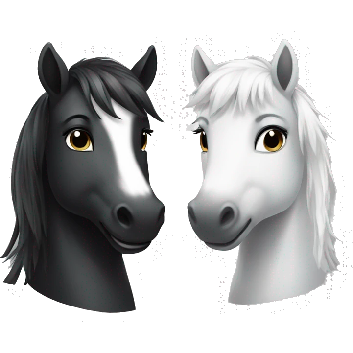 Two black and white ponies emoji