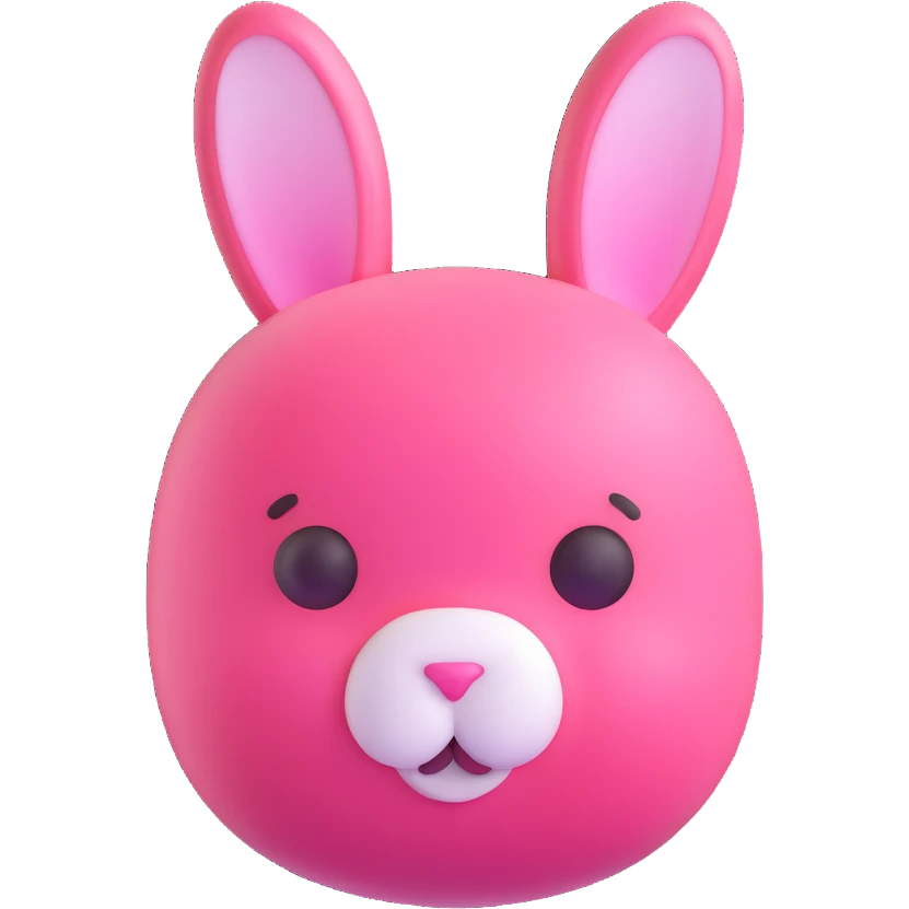 pink rabbit, shiny, rounded edges, 3D emoji style emoji