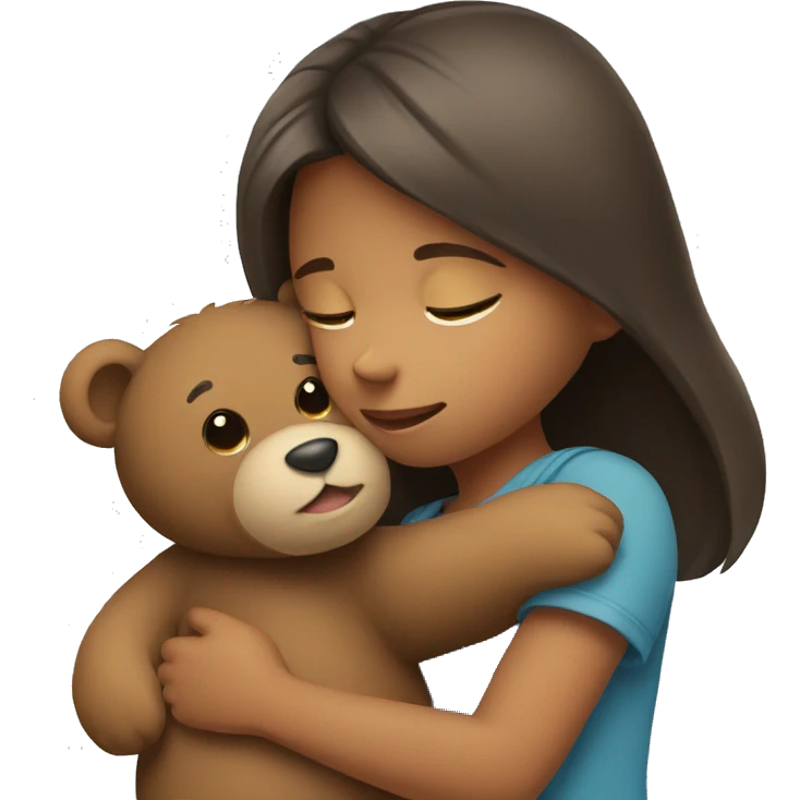 Little girl hugging bear emoji