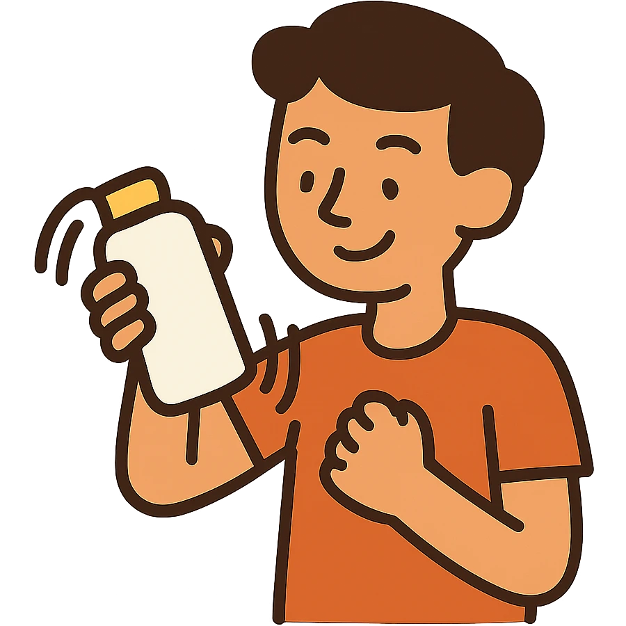 flat toon style person shaking a bottle, simple shapes emoji