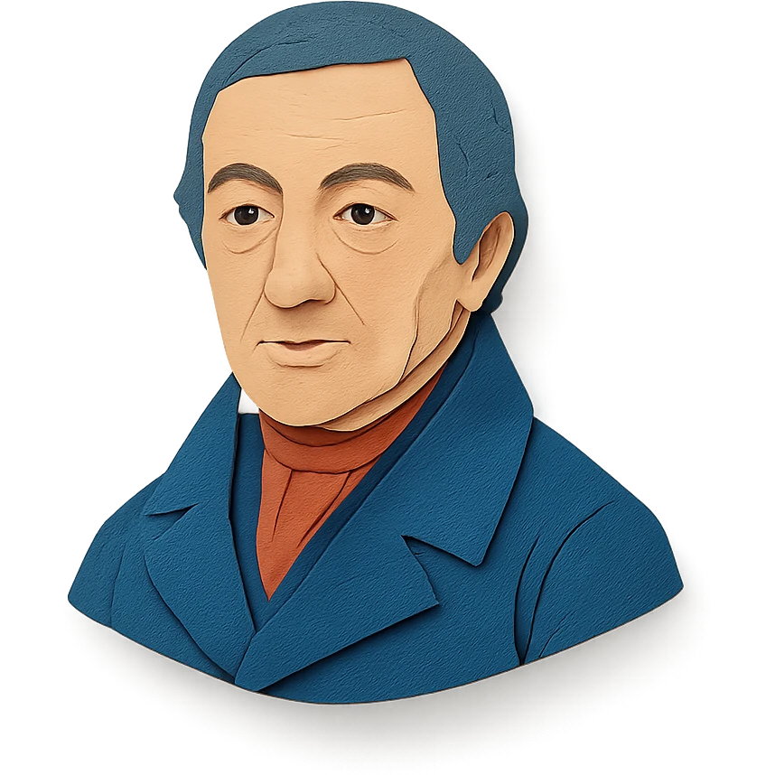 portrait of Robert Owen in paper craft style emoji