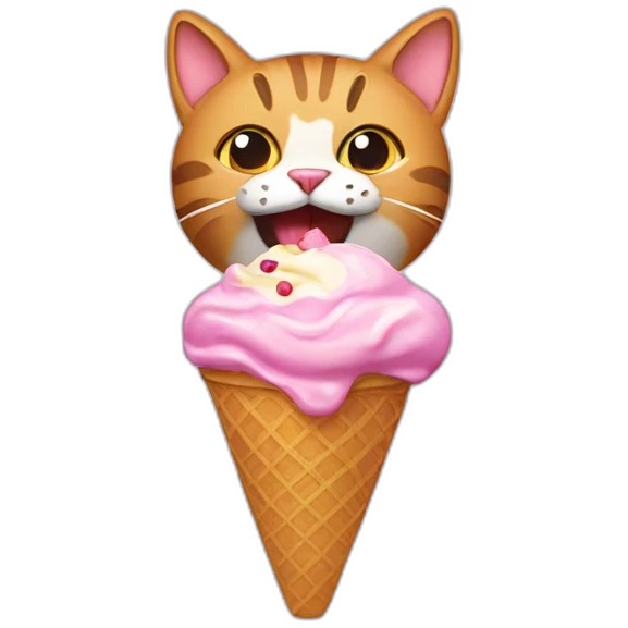 cat eating an ice cream emoji