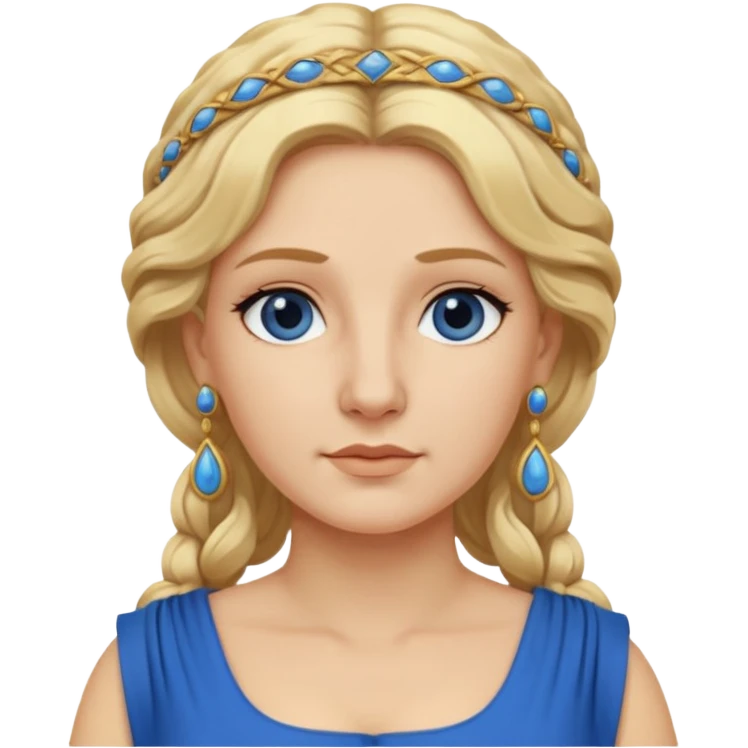 Ancient Roman woman with earrings and blonde hair, blue drees emoji
