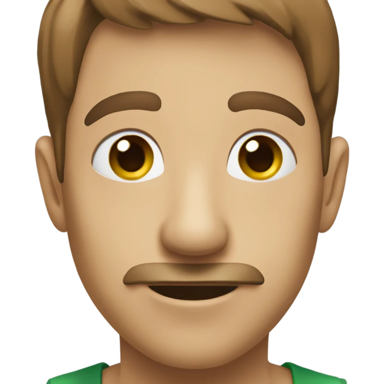 emoji tête chauve avec yeux marron et vert emoji