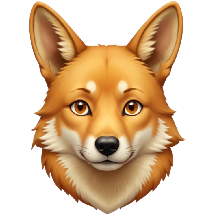 Cinematic Noble Dingo Portrait Emoji, Poised and regal, with a lean, agile build and a short, sandy-tawny fur that speaks of the wild outback, deep-set soulful amber eyes and alert ears, Simplified yet sharp and sophisticated features, highly detailed, glowing with a soft, dignified glow, high shine, intelligent and resourceful, stylized with an air of untamed elegance, focused and attentive, soft glowing outline, capturing the essence of a watchful and confident wild canine, so majestic it feels as though it could trot out of the screen with effortless authority! emoji