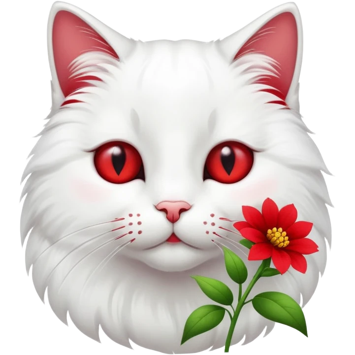 Cat sniffing flower with eye closed emoji