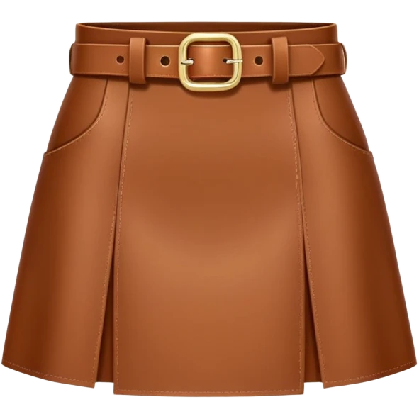 mini brown leather skirt with belt emoji