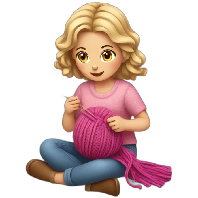girl knitting emoji