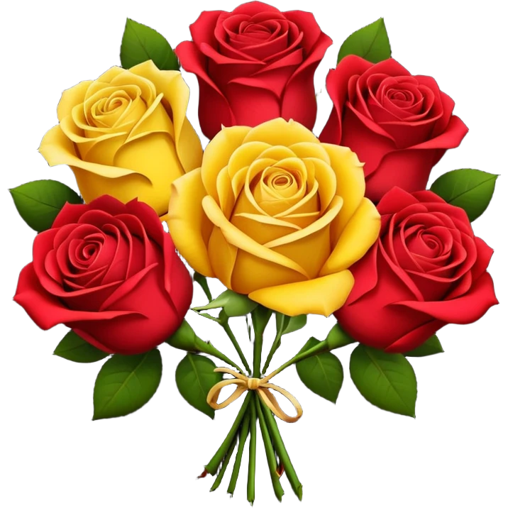 Yellow rose and red rose bouquet with black paper emoji