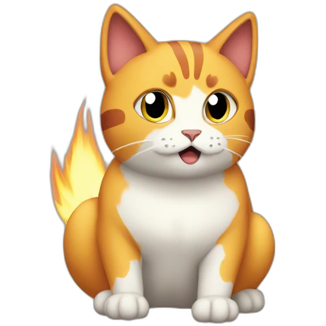 Sitting-bicolor-cat-fire-type-pokemon-shocked emoji