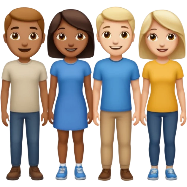 A line of 5 people standing emoji