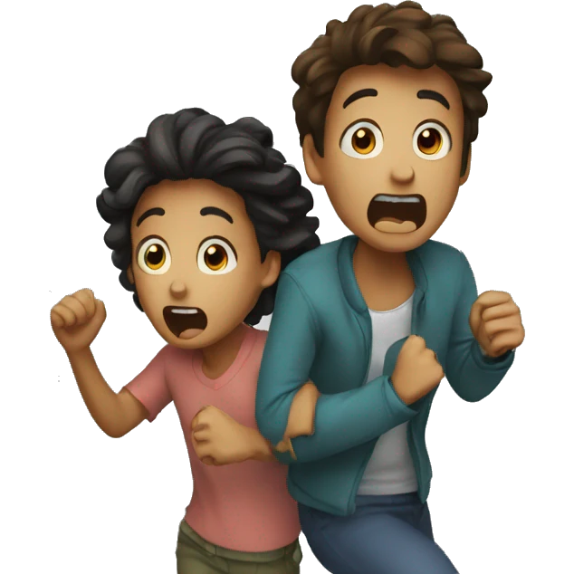 two scared friends escaping emoji