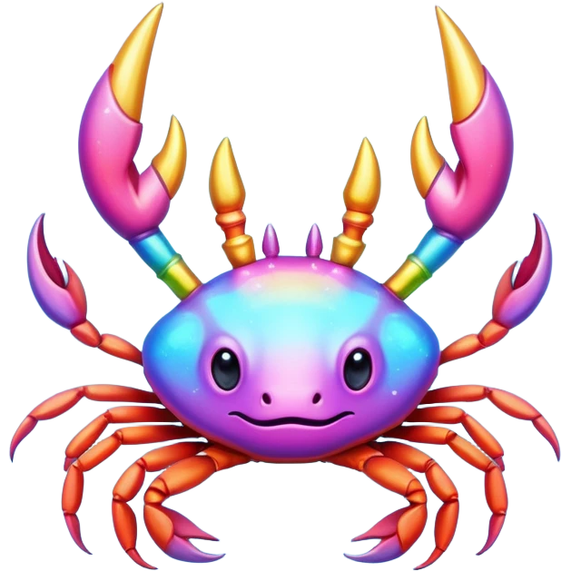 a simple stylised crab with a unicorn horn emoji