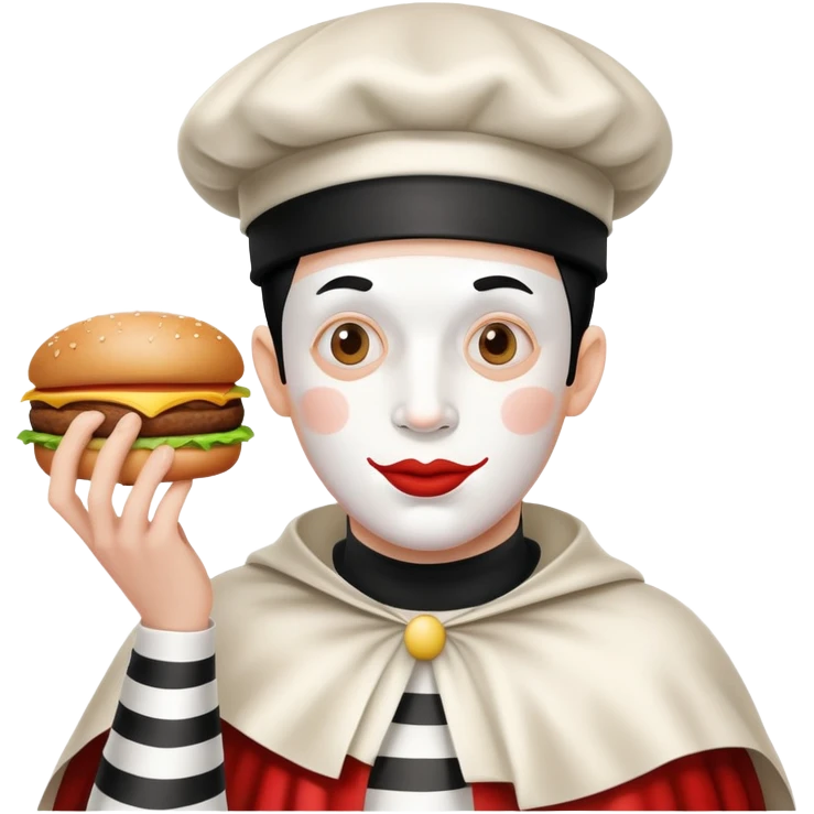 caped mime stealing hamburgers emoji