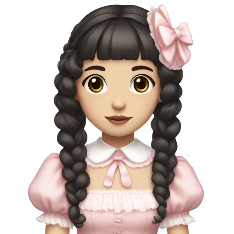 sweet lolita dark hair dark eyes white skin light pink dress emoji