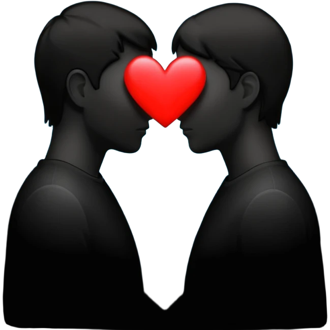 two silhouettes facing away from each other with a heart between emoji