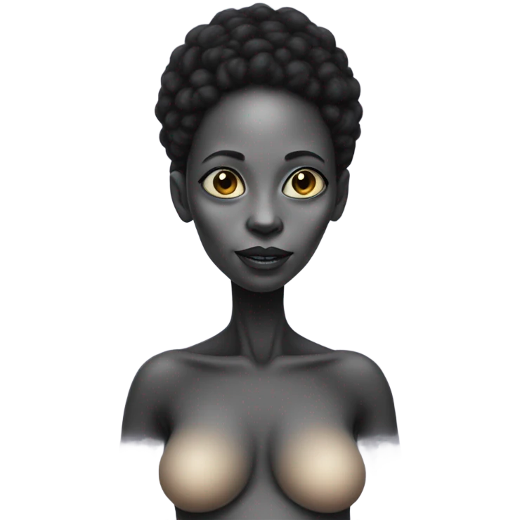Pregnant black alien woman, full body emoji