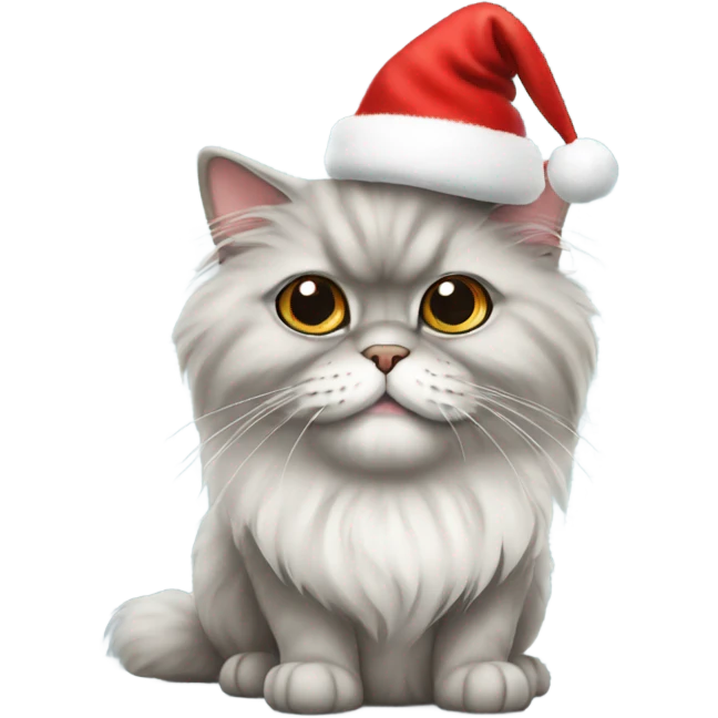 Persian cat wearing christmas hat emoji