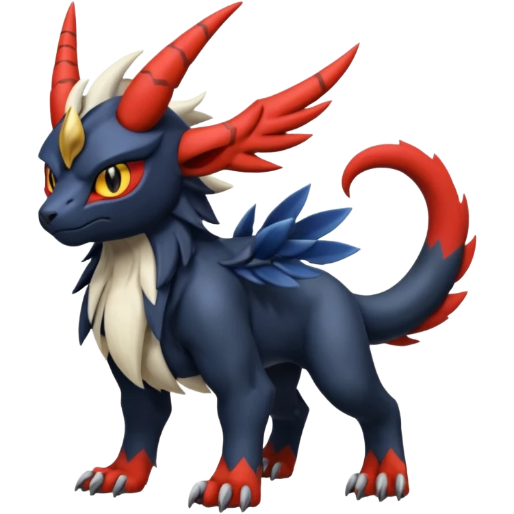 Handsome cool badass edgy Absol-Litten-Guilmon-Giratina-Pokémon-Fakémon-fusion-hybrid-creature emoji