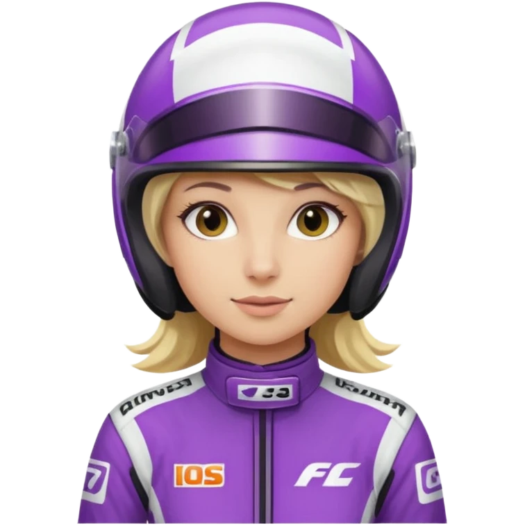 girl blonde, Race Driver purple cloth, white helmet emoji