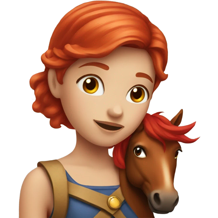 Red head girl with red horse with a blesse   emoji