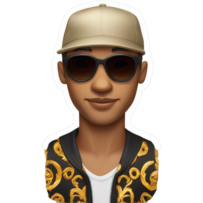 Lightskin man with Versace sunglasses and a shape up wearing a doordash hat  emoji