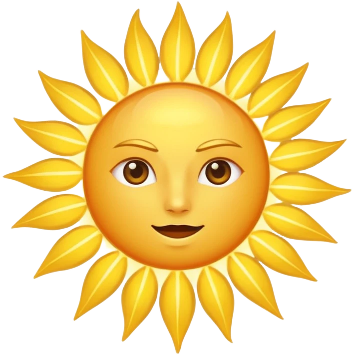 A large, bright sun, with an intense yellow center and golden rays surrounding it, illuminated and vibrant. Take your eyes and mouth away. emoji