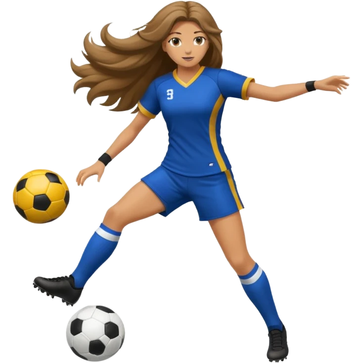 Long Haired Football Players, Female player, full body kick ball emoji