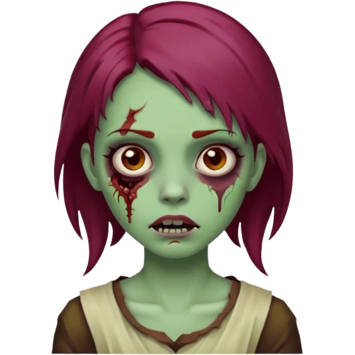 girl zombie with burgundy hair emoji emoji