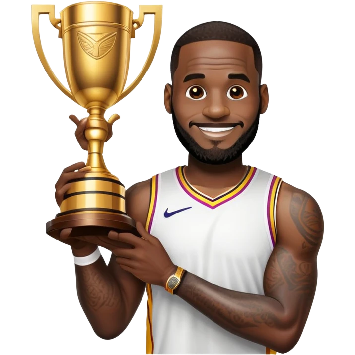 LeBron James celebrating with championship trophy emoji