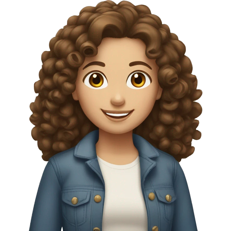 brunette mom with curly hair and white daughter with long brown curly hair smiling  emoji