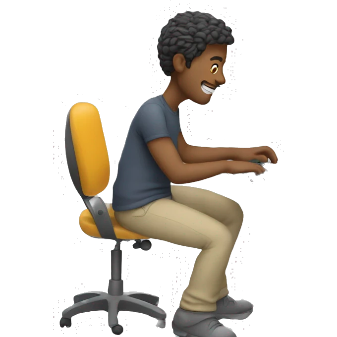 a man working on his computer and edit a video emoji