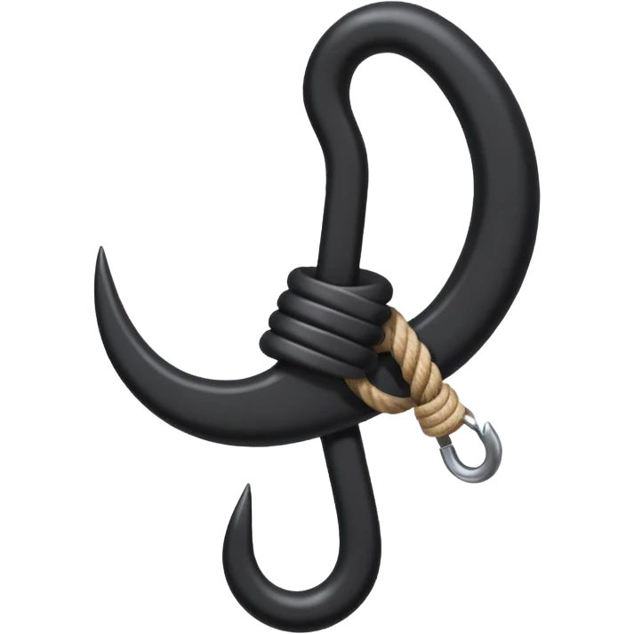 iron hook, 4 hooks in one, black, with rope, ninja emoji