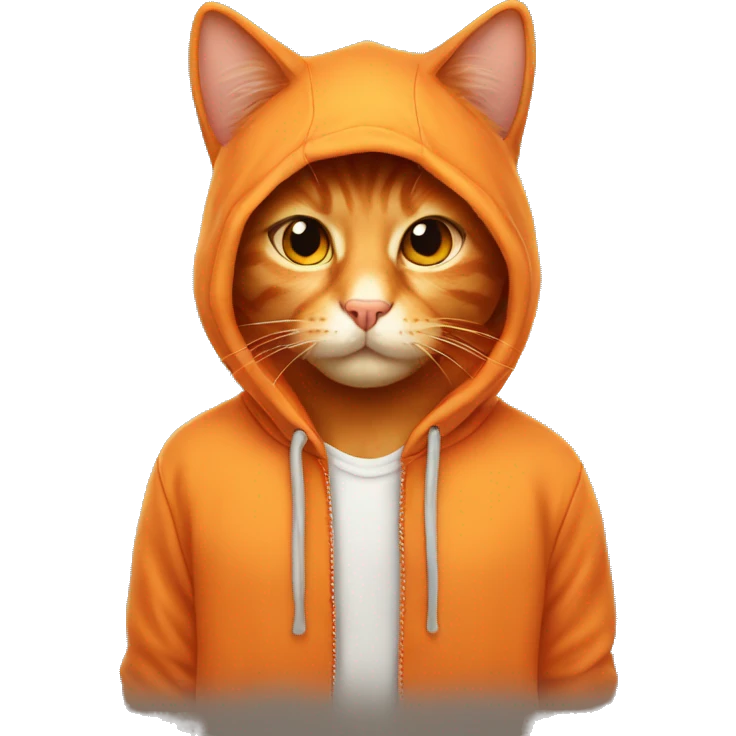 Orange cat wearing a hoodie emoji