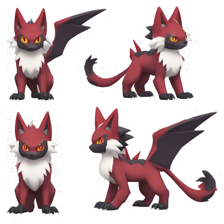 Noivern-Litten-Zoroark-Zangoose full body emoji