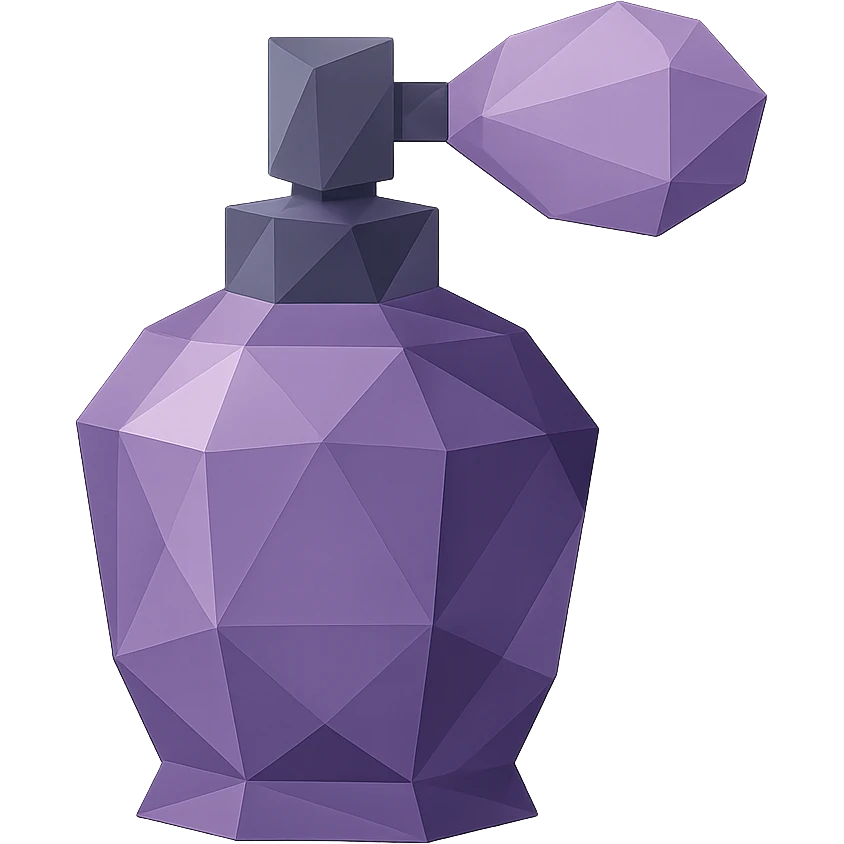 purple perfume bottle, low-poly geometric look, polygonal style emoji