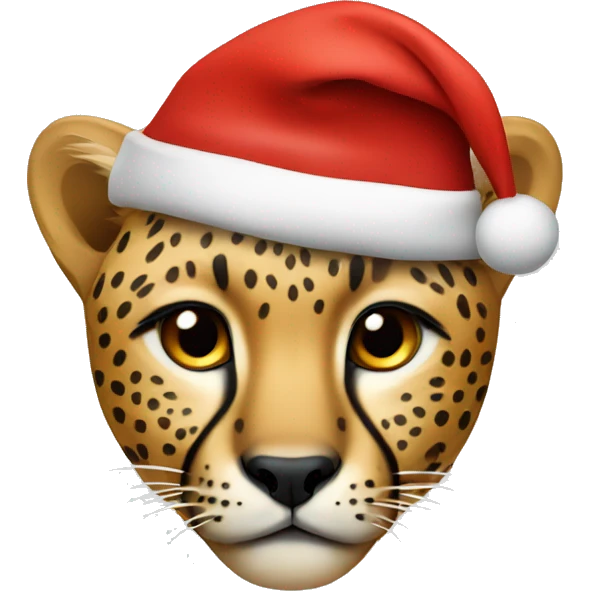 cheetah with a Santa hat emoji