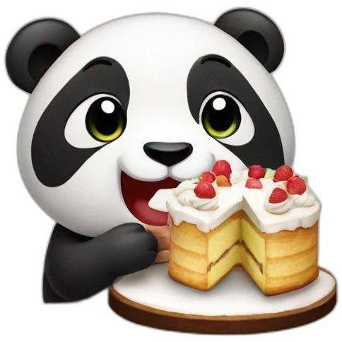 Un panda qui mange un gateau emoji