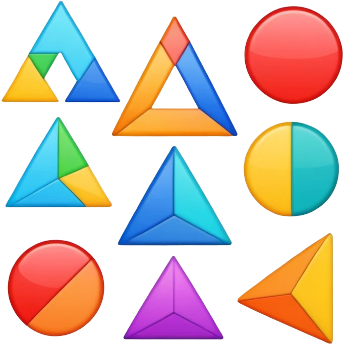 colorful geometric shapes including circle, square, triangle emoji